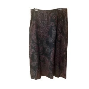 Talbots Vintage‎ Paisley Silk Wool A Line Midi Skirt